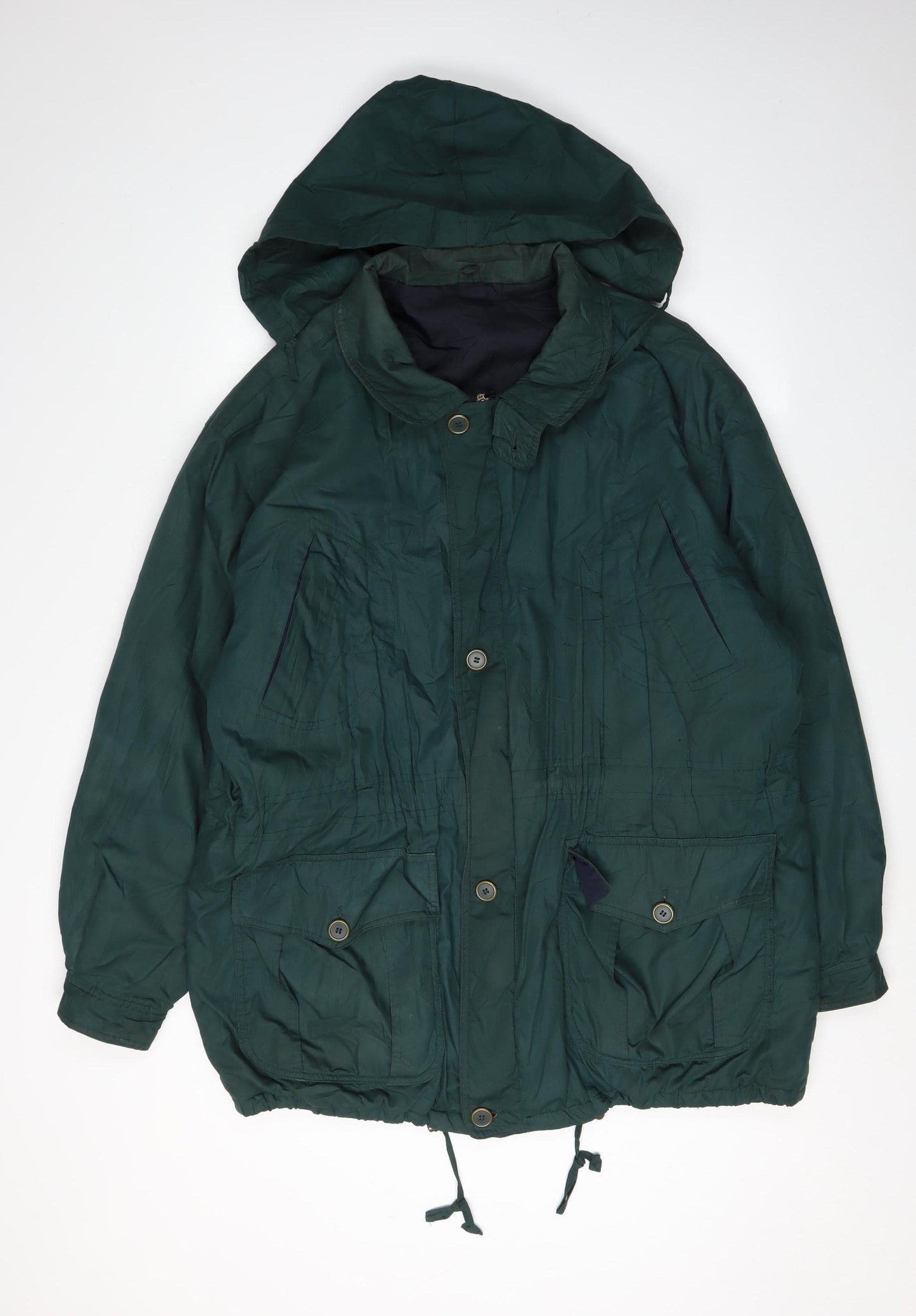 Casual Club Men's Green Parka Jacket L Hooded Outdoor