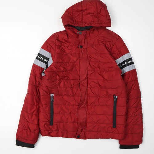 LC Waikiki Boys Red Puffer Jacket 12-13 Years Hooded