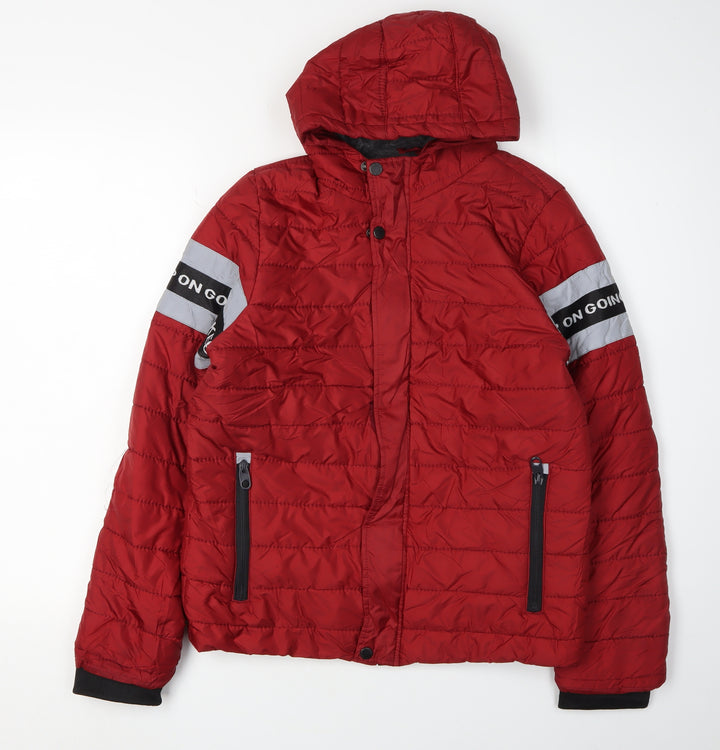 LC Waikiki Boys Red Puffer Jacket 12-13 Years Hooded