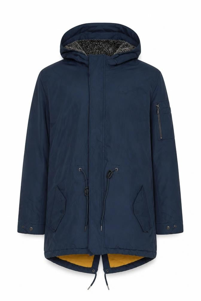 Front view of Lee Cooper Men's Blue Hooded Parka Jacket L