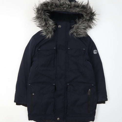 Lola & Maverick Girls Blue Hooded Parka Coat Size 7 Years
