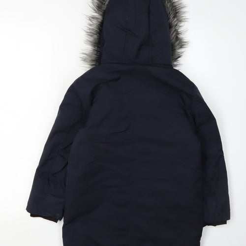 Lola & Maverick Girls Blue Hooded Parka Coat Size 7 Years