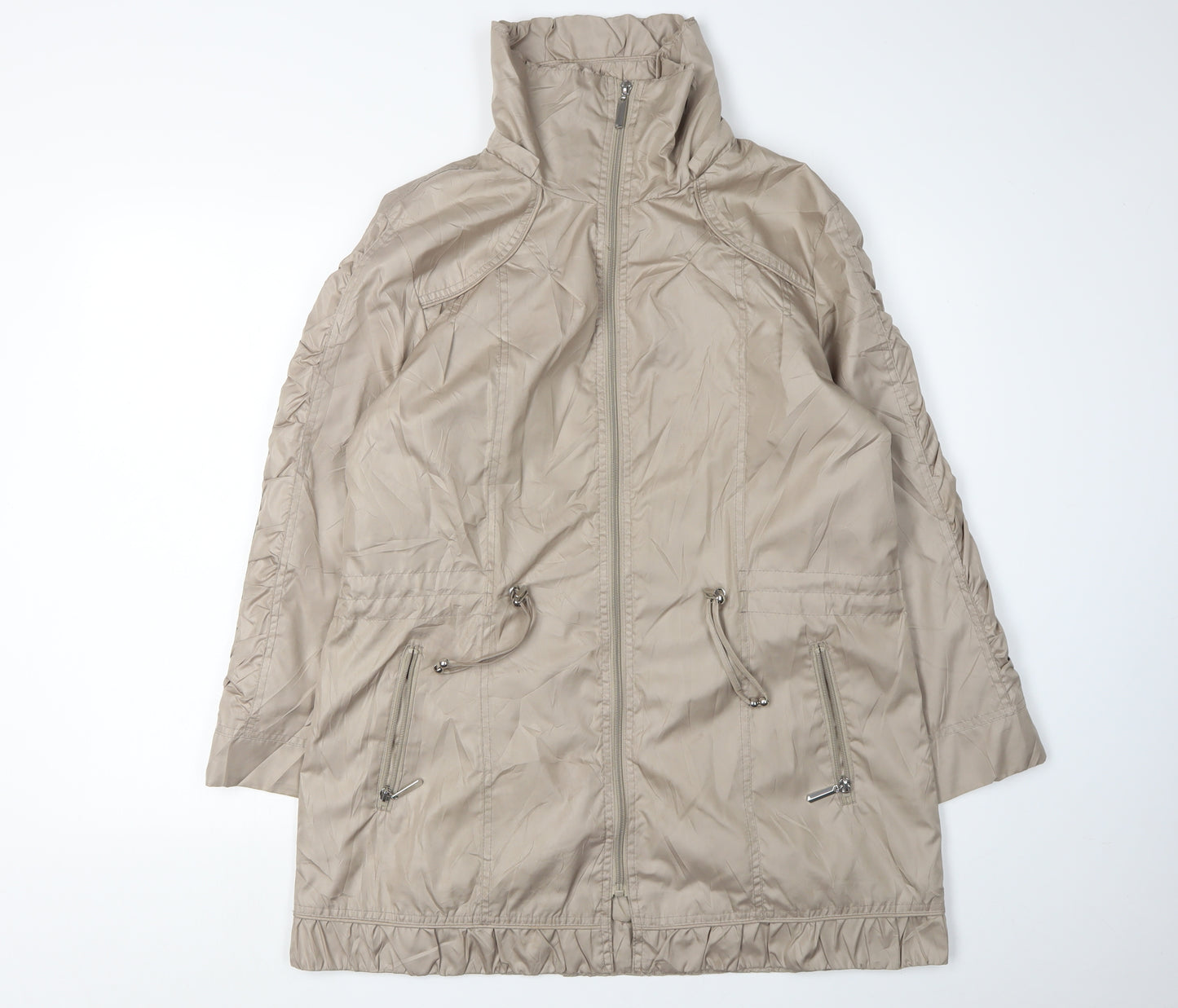Tagg Women's Beige Long Jacket with Full Zip Size 1