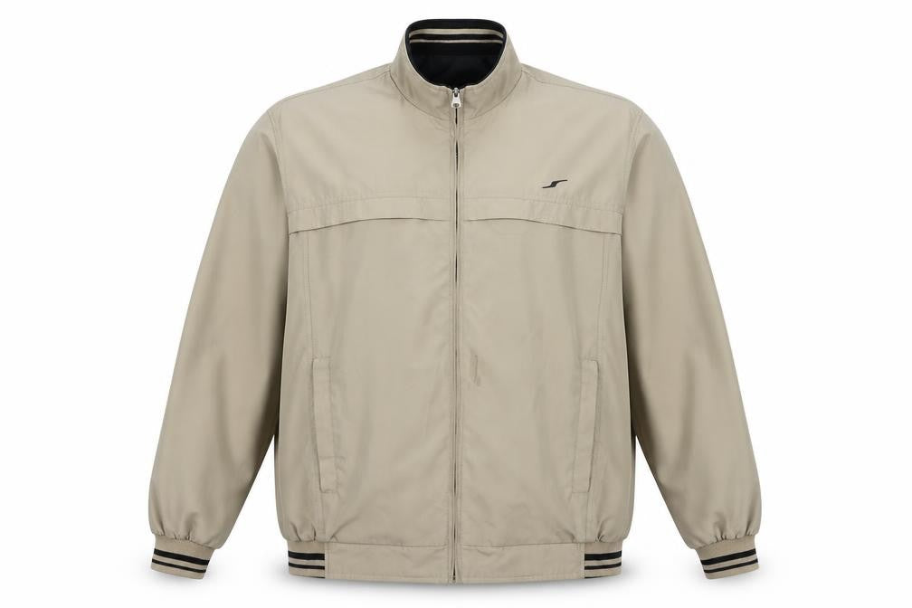 Front view of Speedtrap Men's Beige Bomber Jacket, M, Classic Fit