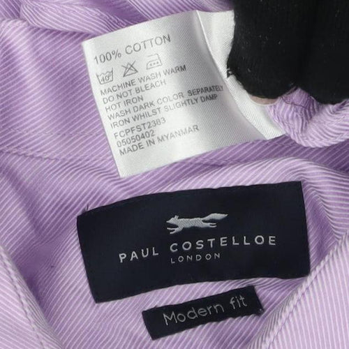 Paul Costelloe Men's Purple Dress Shirt 15.5 Regular Fit