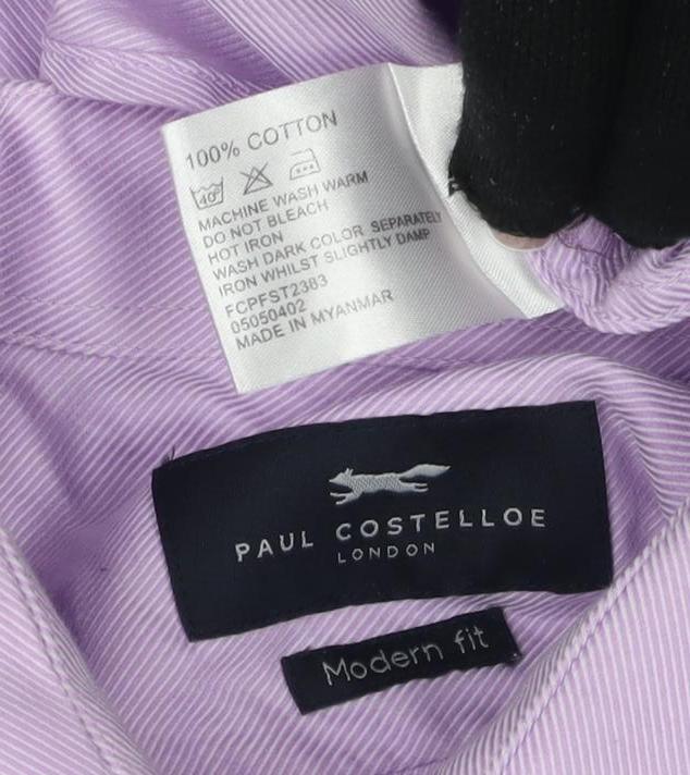 Paul Costelloe Men's Purple Dress Shirt 15.5 Regular Fit