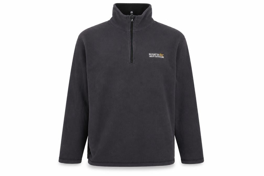 Front view of Regatta Men's Black 1/4 Zip Fleece Sweatshirt S