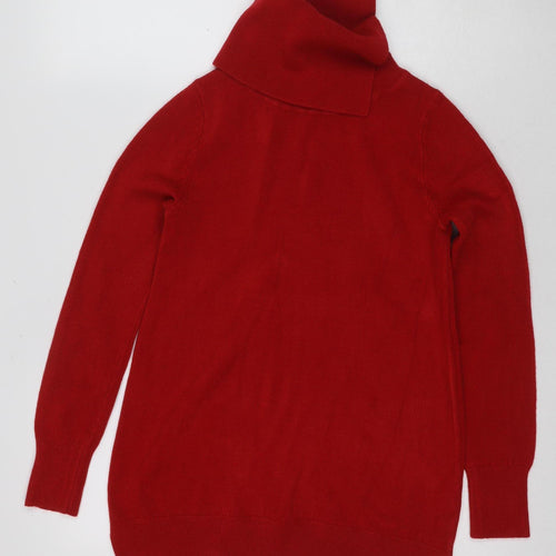 Marks and Spencer Women's Red Roll Neck Tunic Jumper Size 8
