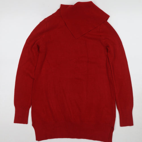 Marks and Spencer Women's Red Roll Neck Tunic Jumper Size 8