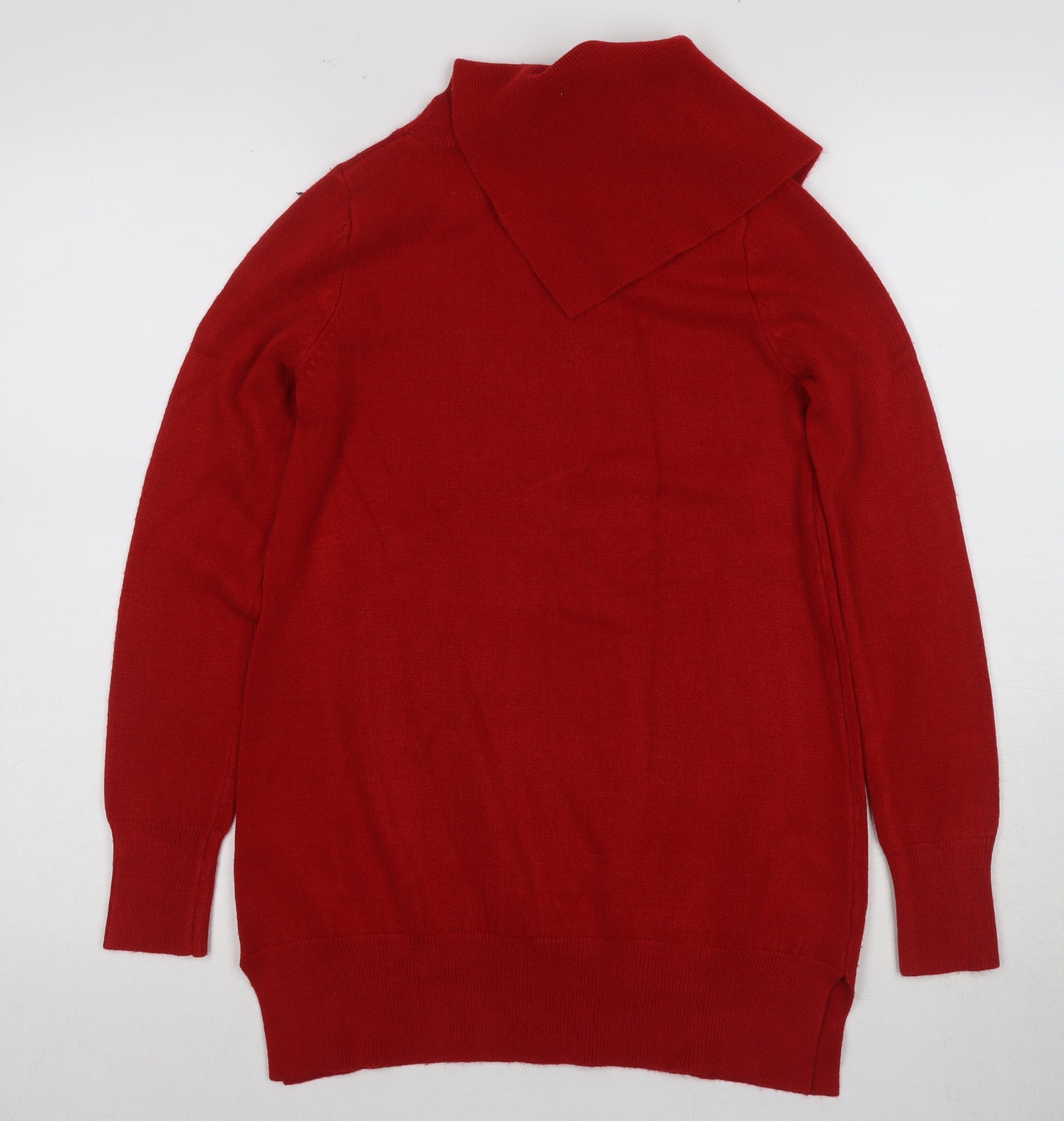 Marks and Spencer Women's Red Roll Neck Tunic Jumper Size 8