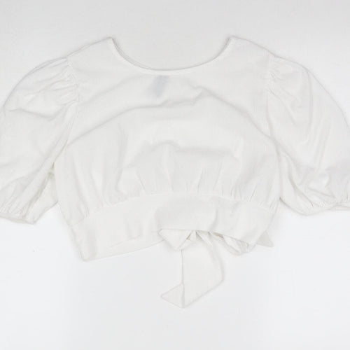 H&M Women's White Cropped Blouse - Size M