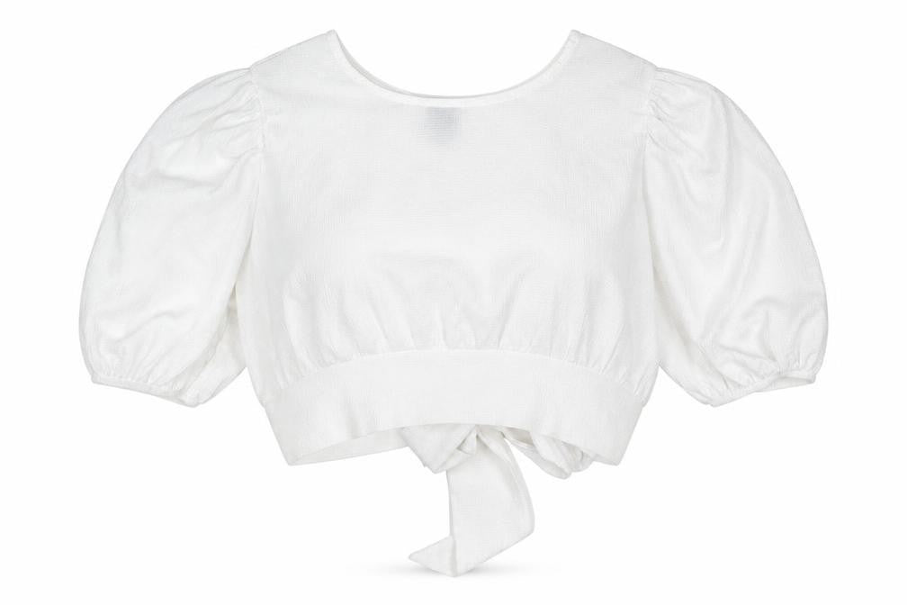 Front view of H&M Women's White Cropped Blouse -, size M