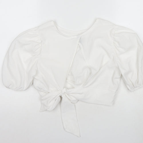 H&M Women's White Cropped Blouse - Size M