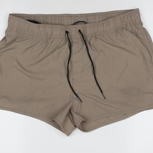 H&M Men's Beige Athletic Shorts, Size 12, Elastic Waist