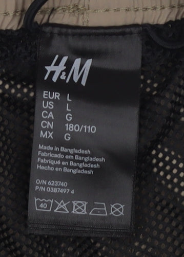 H&M Men's Beige Athletic Shorts, Size 12, Elastic Waist