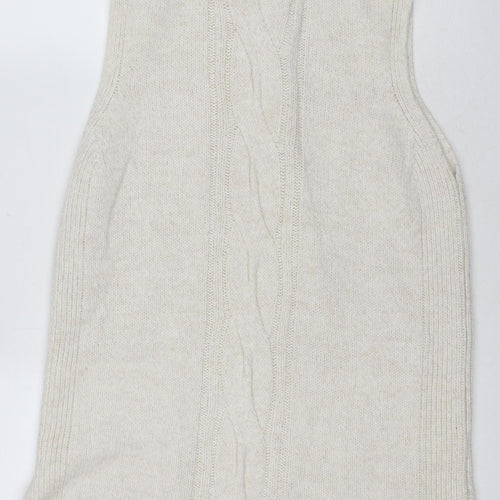 Next Women's Beige High Neck Cable-Knit Jumper UK 12