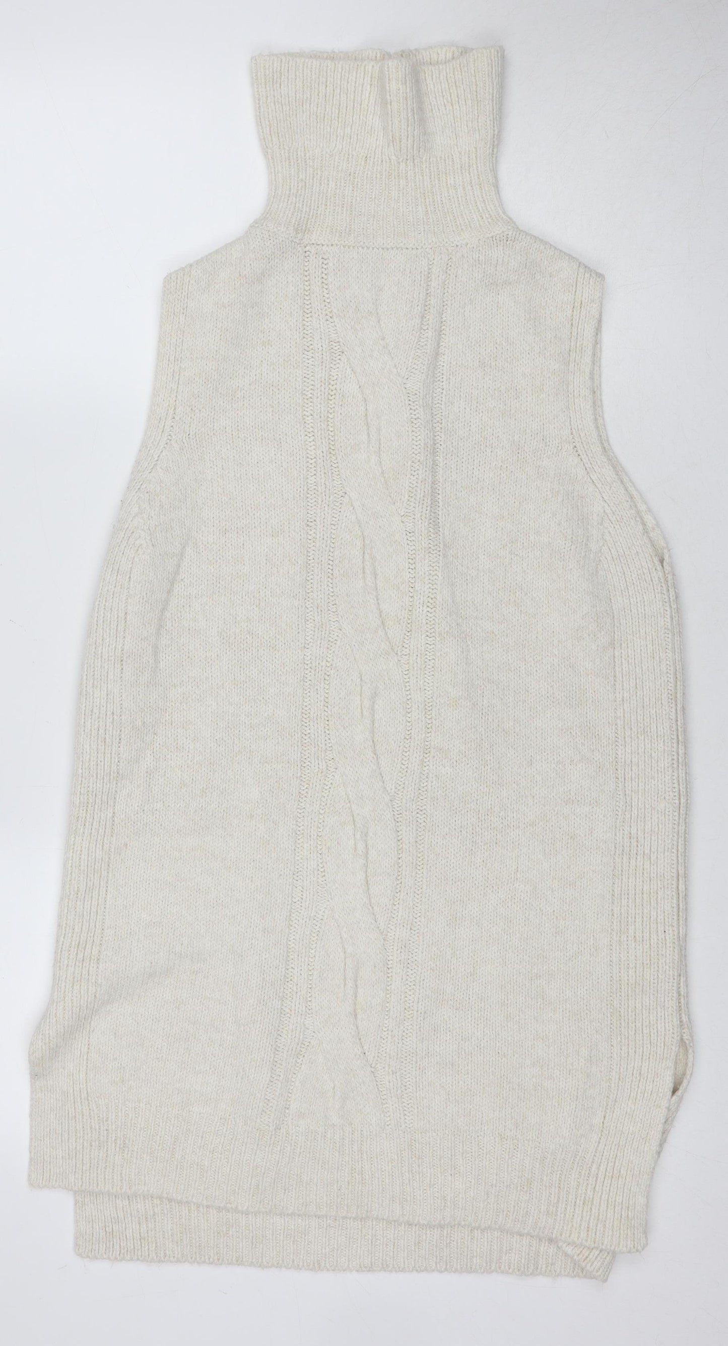 Next Women's Beige High Neck Cable-Knit Jumper UK 12