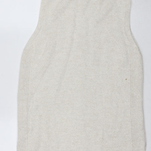 Next Women's Beige High Neck Cable-Knit Jumper UK 12
