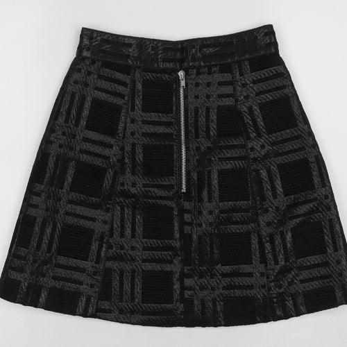 H&M Women's Black A-Line Skirt Check Size 6