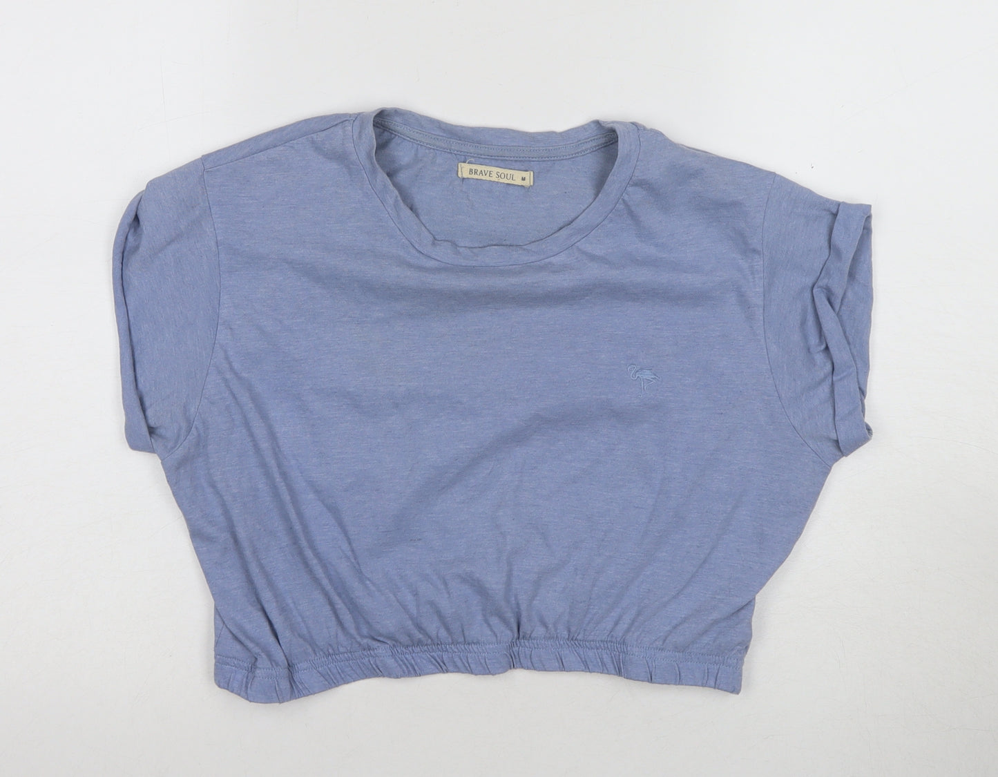 Brave Soul Women's Blue Cropped T-Shirt, M, Casual Style