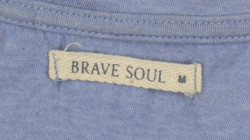 Brave Soul Women's Blue Cropped T-Shirt, M, Casual Style