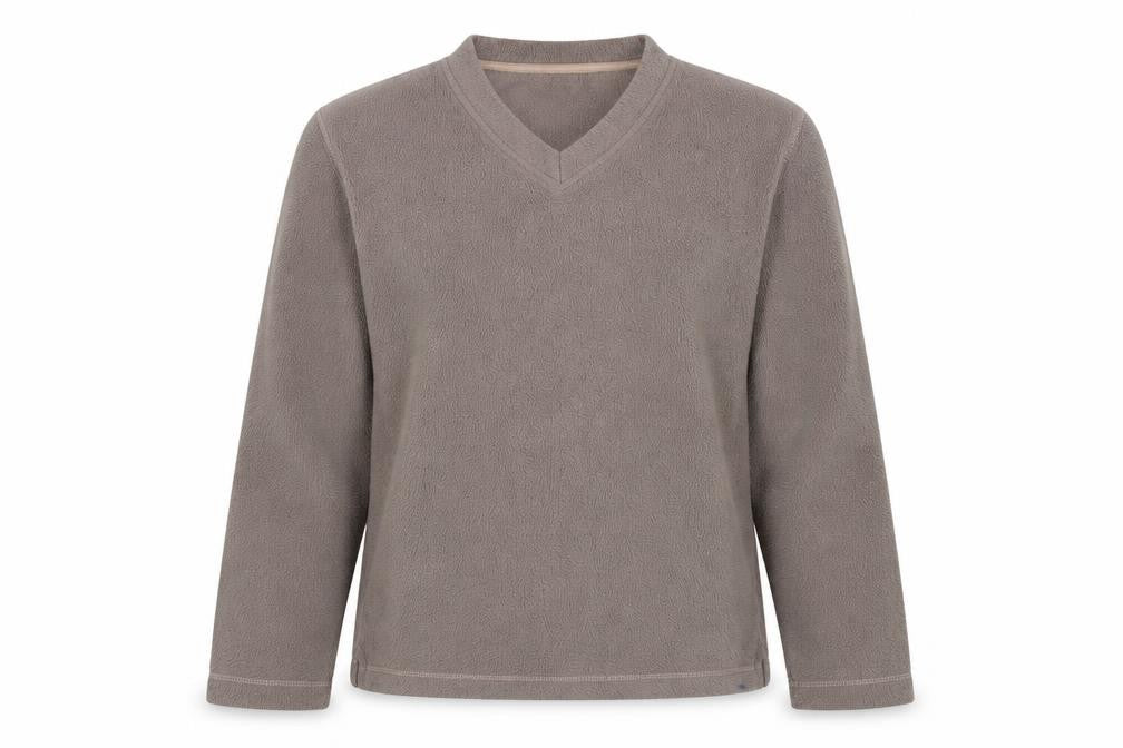 Front view of Great Plains Women's Grey Medium V-Neck Pullover Sweatshirt