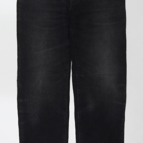Qizhen Women's Black Jeans Size 29 with Button Accents