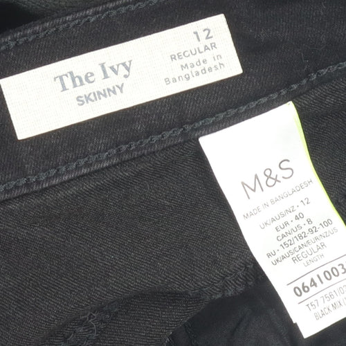 M&S Women's Black Skinny Jeans Size 12 Regular Fit