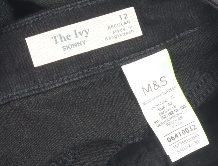 M&S Women's Black Skinny Jeans Size 12 Regular Fit