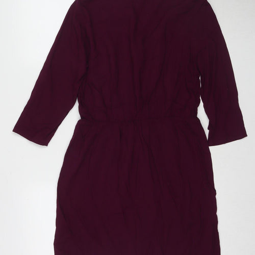 H&M Women Purple Shift Dress Size 14 3/4 Sleeve