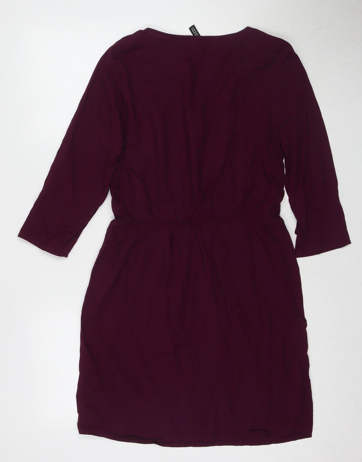 H&M Women Purple Shift Dress Size 14 3/4 Sleeve