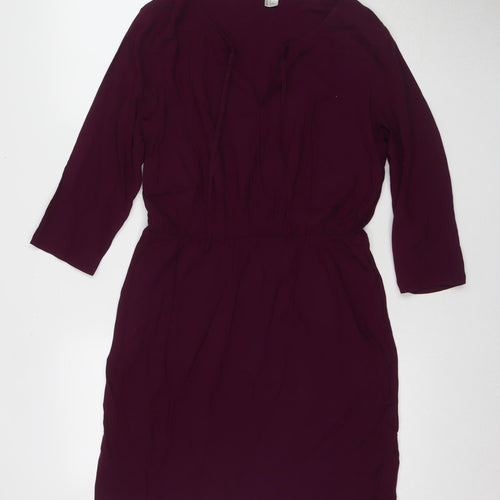 H&M Women Purple Shift Dress Size 14 3/4 Sleeve
