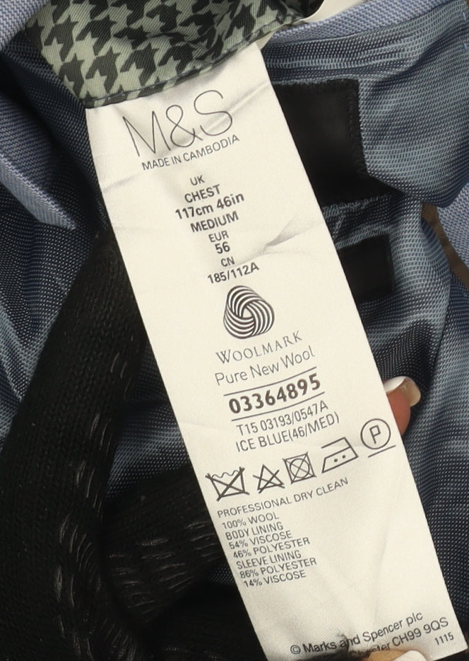 Marks and Spencer Men's Blue Wool Blazer Size 46R
