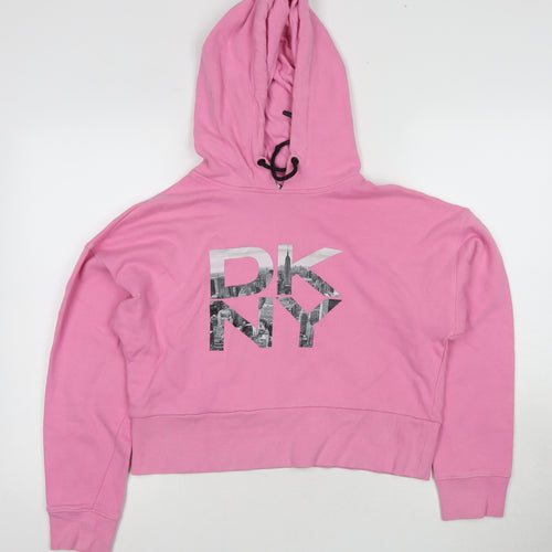 DKNY Women's Pink Hooded Pullover Hoodie XS