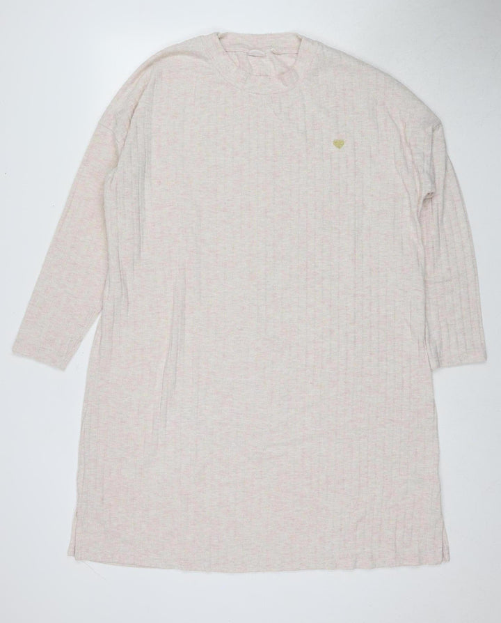 Damart Women's Beige Chemise Dress - Size L, Knit Fabric