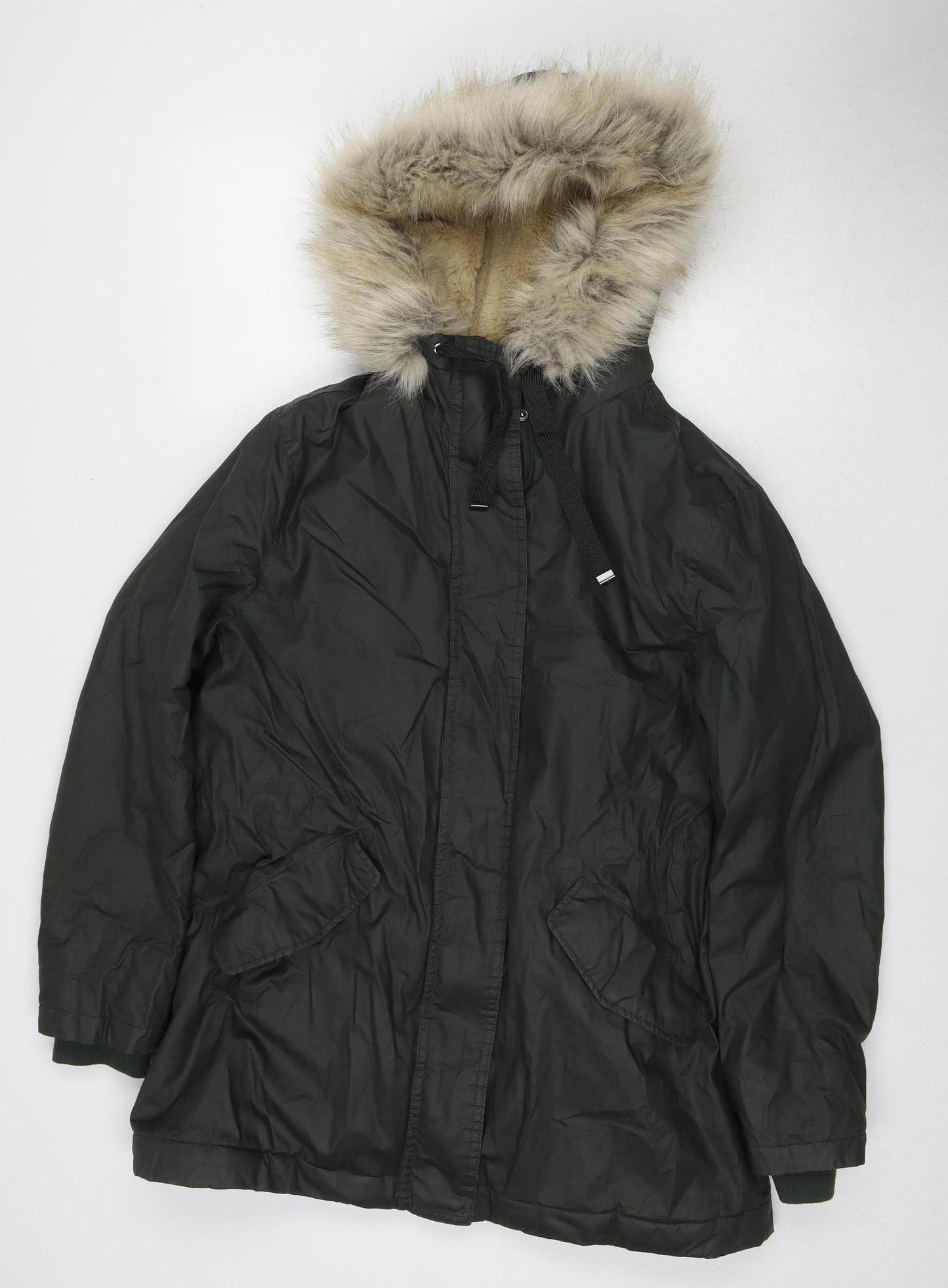 Marks and Spencer Women's Green Parka Jacket, Size 14