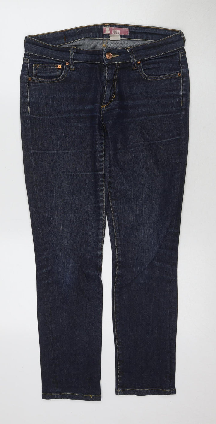 SQIN Women's Slim Fit Dark Blue Denim Jeans Size 1
