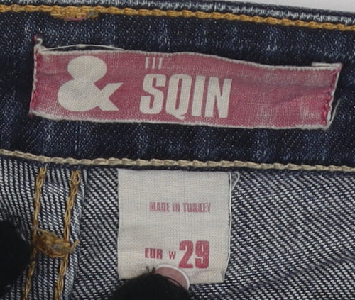 SQIN Women's Slim Fit Dark Blue Denim Jeans Size 1