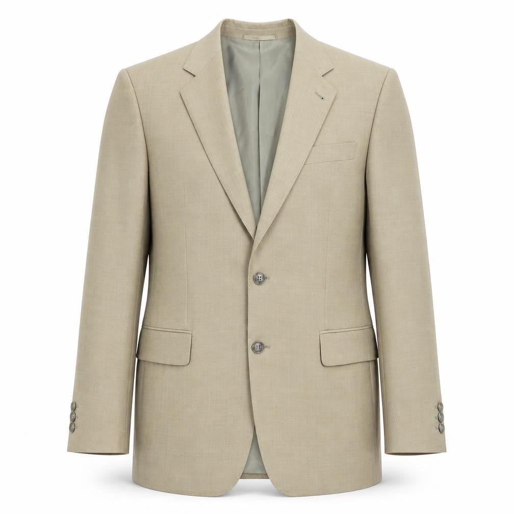 Front view of Vaughan Davies Men's Beige Blazer, size 40R, Regular Fit