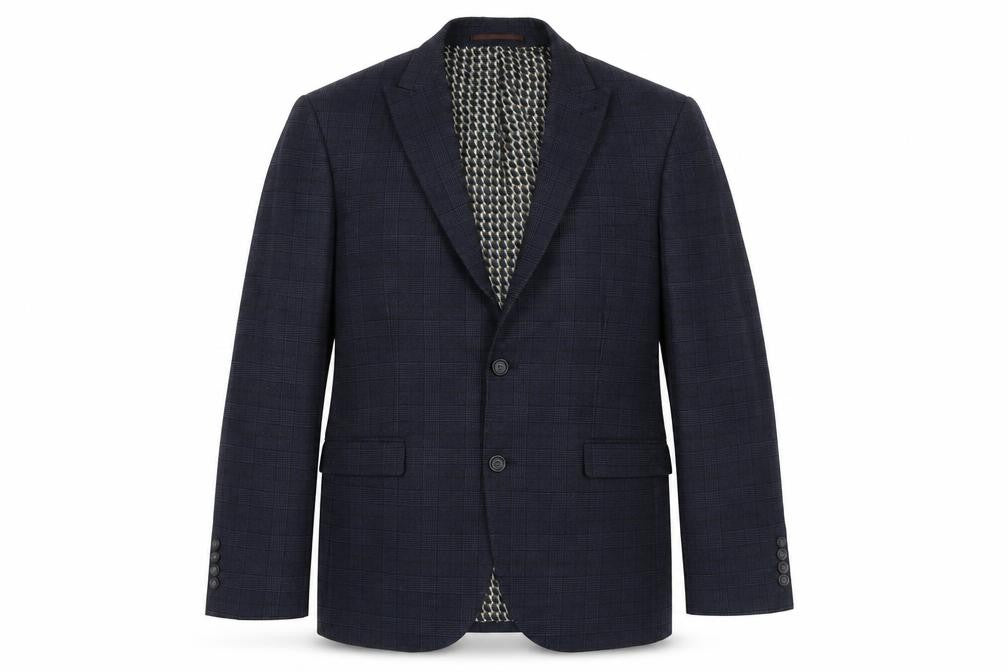 Front view of Next Men's Blue Check Blazer Size 40S