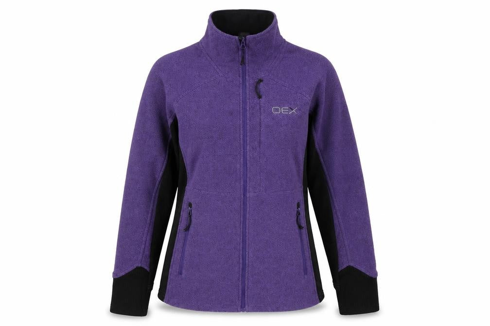 Front view of OEX Women's Purple Soft Shell Jacket, size S