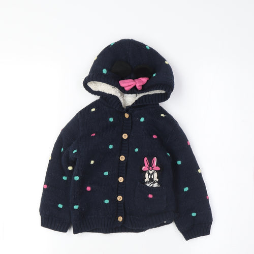 George Girls Blue Disney Hooded Polka Dot Jacket 2 Years