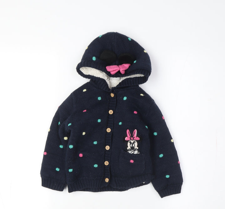 George Girls Blue Disney Hooded Polka Dot Jacket 2 Years