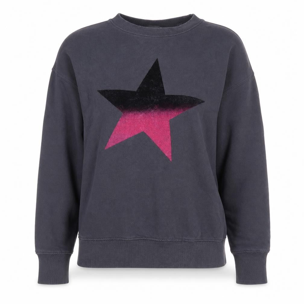 Front view of Hush Women's Grey Star Pullover Sweatshirt XS