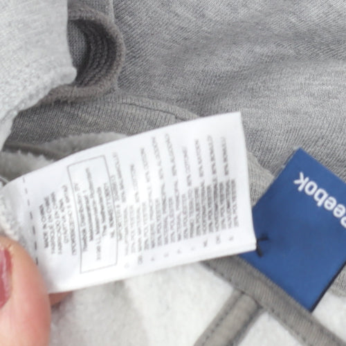 Reebok Men's Grey Pullover Hoodie M with Logo Graphic