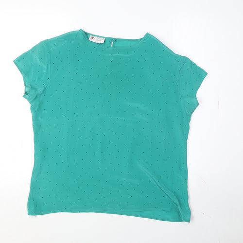 Austin Reed Women's Green Polka Dot Silk Top