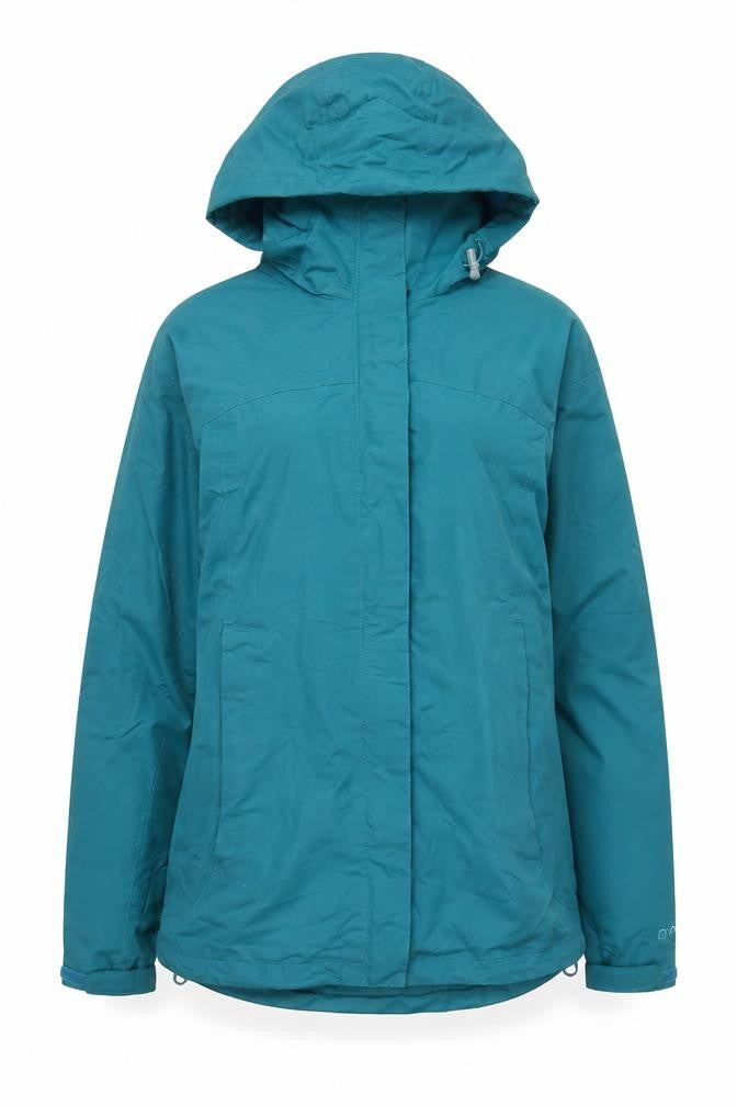 Front view of Granite Outdoors Women's Blue Rain Coat, size 10