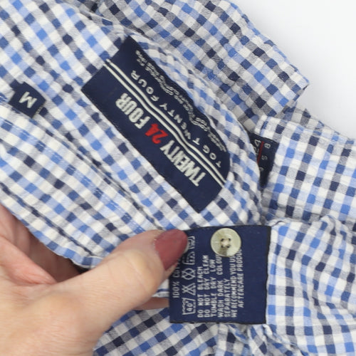 Twenty Four 7 Men's Blue Check Short Sleeve Shirt M