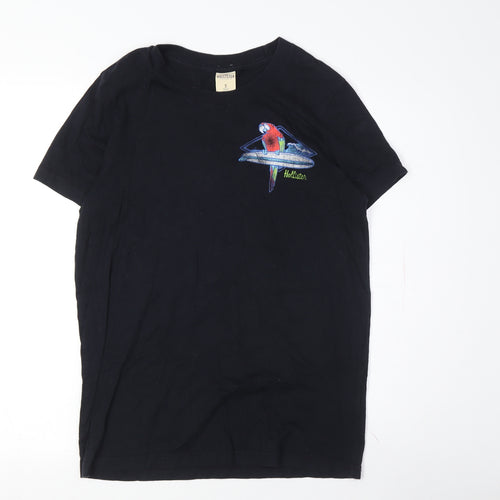 Hollister Black Embroidered T-Shirt Unisex S