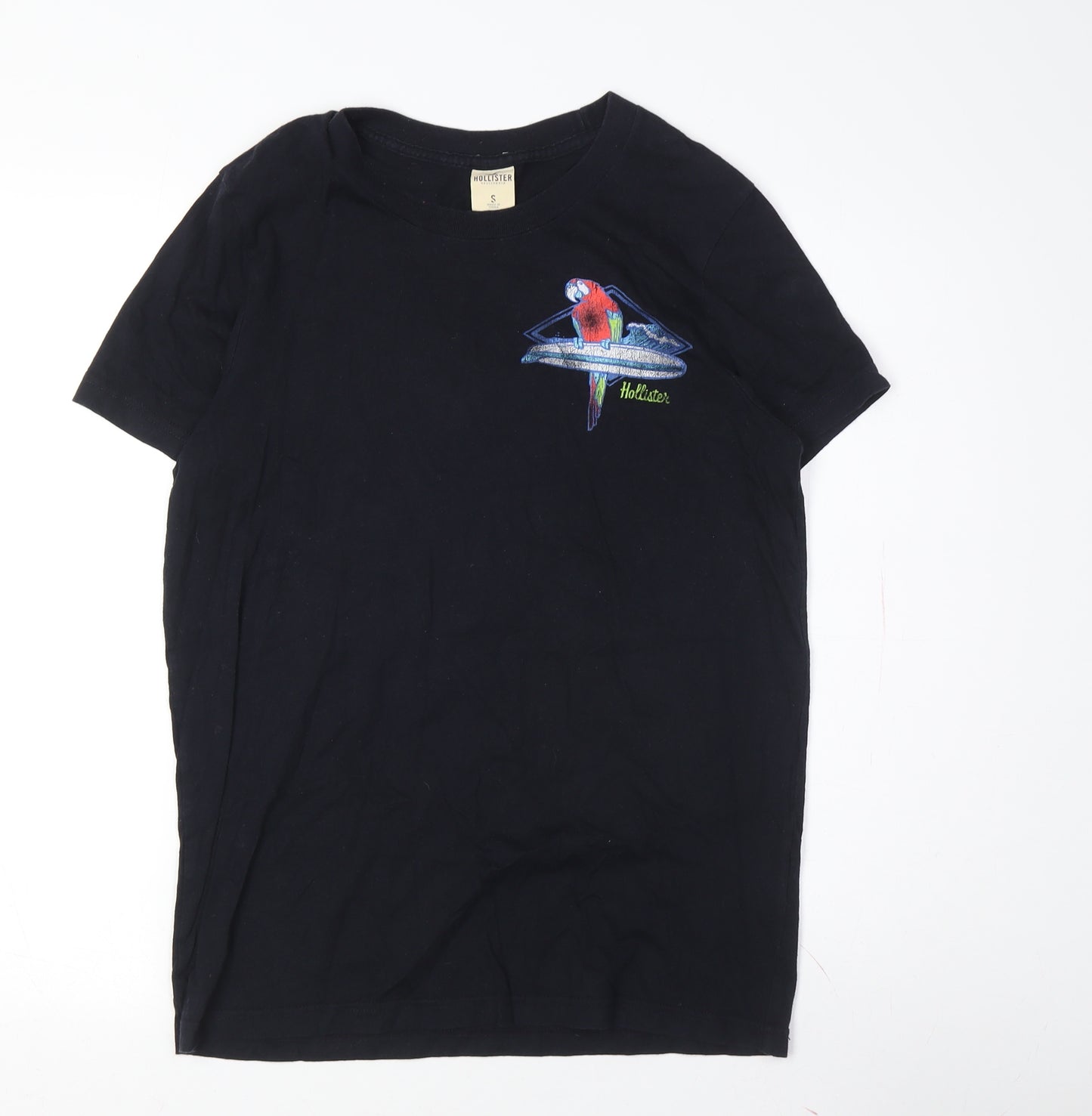 Hollister Black Embroidered T-Shirt Unisex S